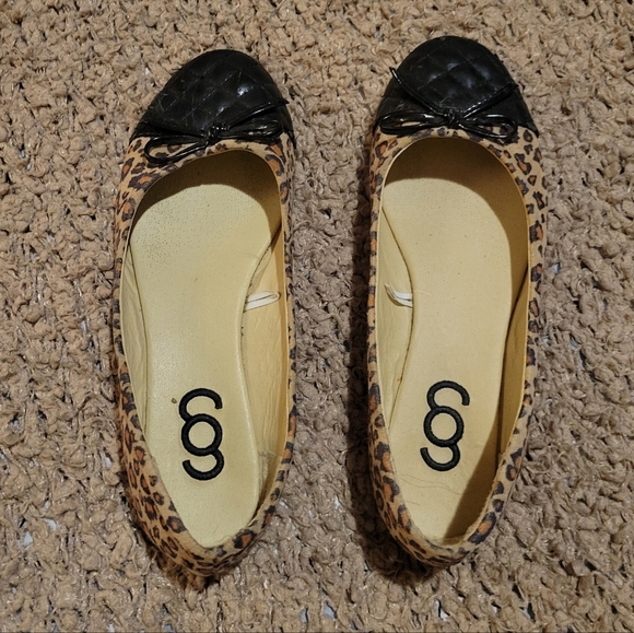 Shoes - WOMENS LEOPARD PRINT FLAT BALLET SHOES BROWN AND BLACK SIZE 6
